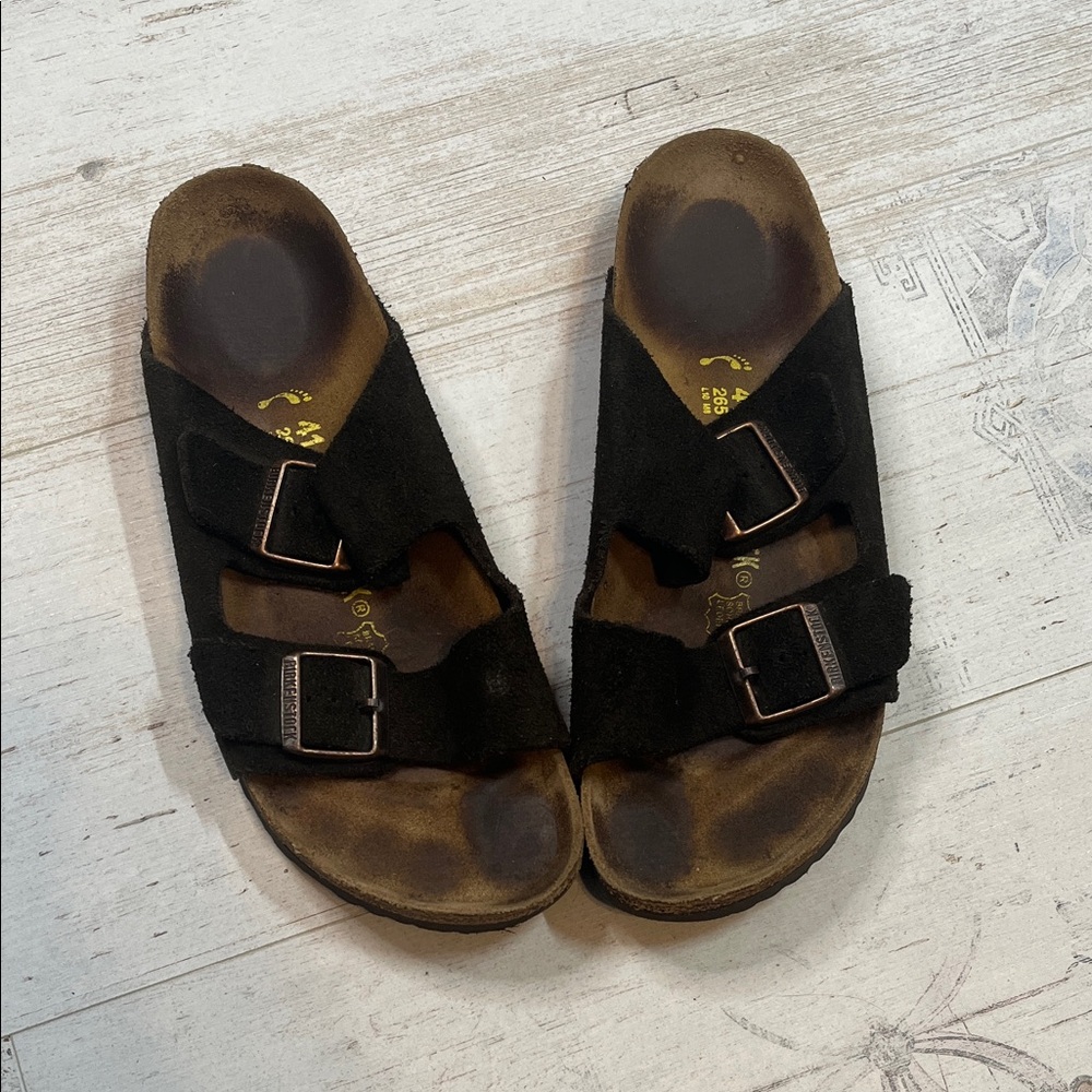 Birkenstock Brown Suede Buckle Sandals Size 10 Narrow Width